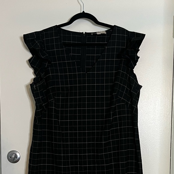 Loft Plus Windowpane Flutter Sleeve Work Shift Dress Business - Picture 7 of 8